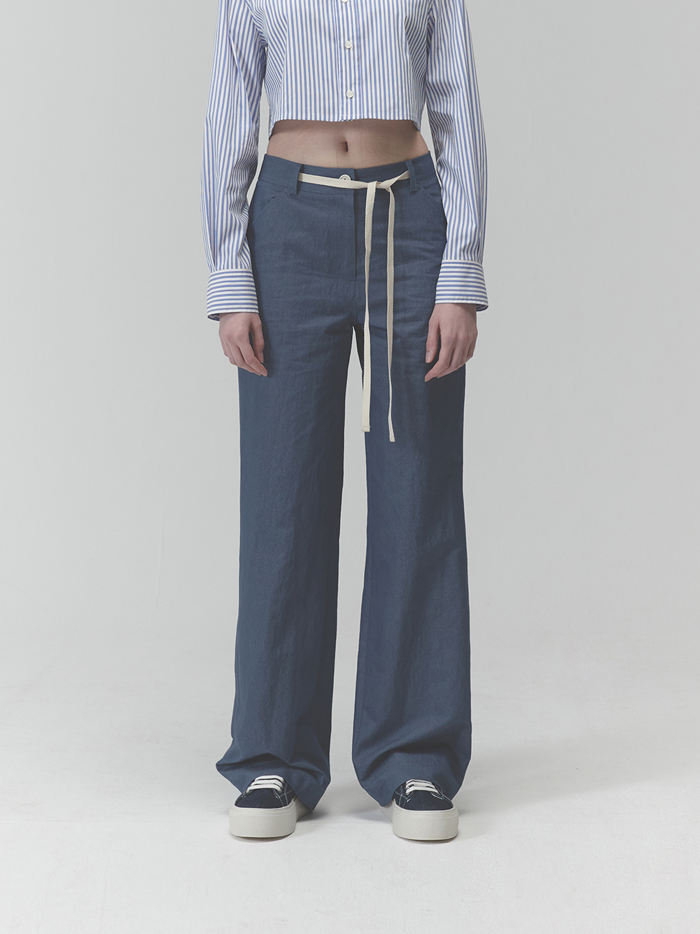 DRAW STRING WIDE PANTS (BLUE)